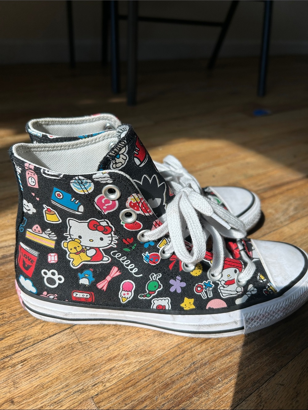 Converse White High-Top Sneakers with Pastel Character Insole